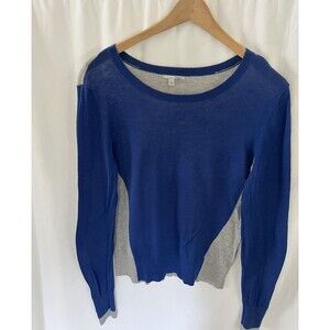 Halogen Nordstrom Blue Gray with green accents lightweight sweater large